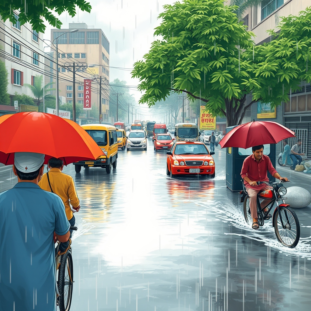 Lahore’s monsoon rains choke traffic as unchecked development erodes green spaces, flooding city streets.